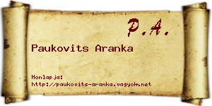 Paukovits Aranka névjegykártya